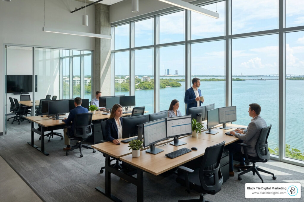 Melbourne FL marketing annual strategy modern office overlooking Indian River Lagoon Space Coast